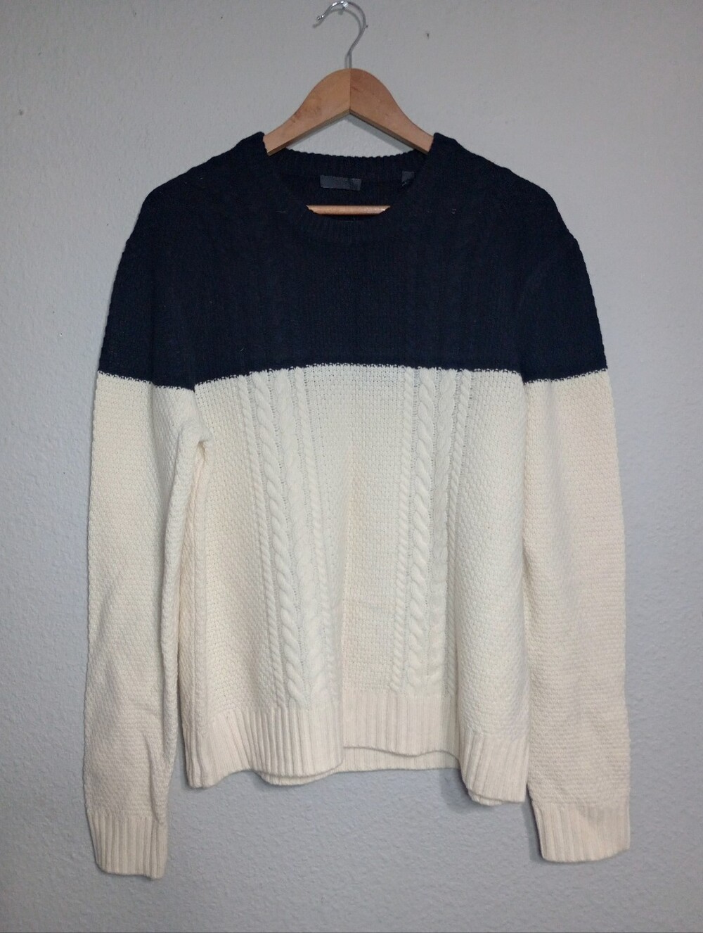 ATM Anthony Thomas Melillo Cable Knit Colorblock Sweater